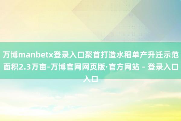 万博manbetx登录入口聚首打造水稻单产升迁示范面积2.3万亩-万博官网网页版·官方网站 - 登录入口
