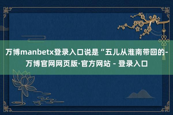 万博manbetx登录入口说是“五儿从淮南带回的-万博官网网页版·官方网站 - 登录入口